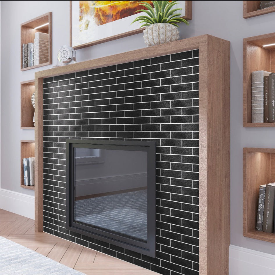 Dark Shimmer Gray 2x8 Polished Subway Glass Tile (27 pack, 3 sq ft/case)