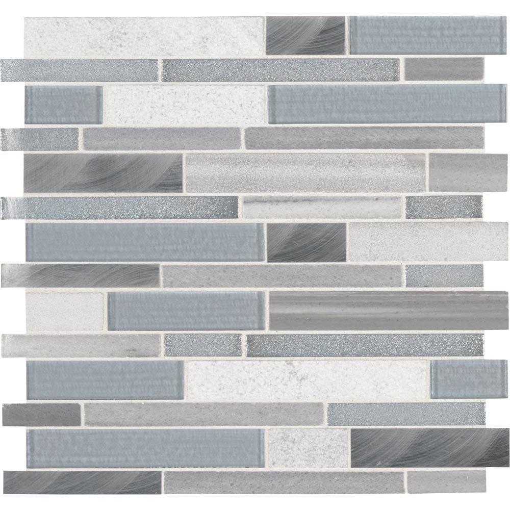 MSI Harlow Interlocking Glass Stone Metal Blend Mosaic Tile 12"x12"