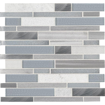 MSI Harlow Interlocking Glass Stone Metal Blend Mosaic Tile 12"x12"