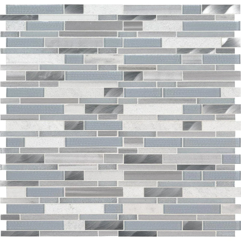 MSI Harlow Interlocking Glass Stone Metal Blend Mosaic Tile 12"x12"