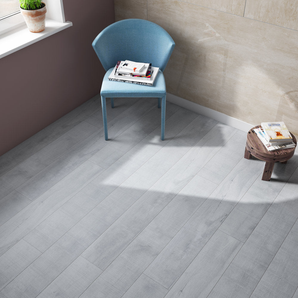 Harmony Textured/EIR 7.75"x72" Laminate Flooring 12mm - Silver White