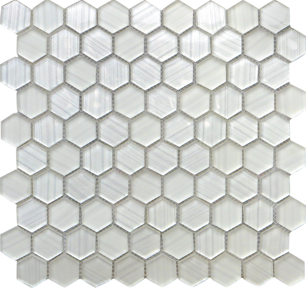 White 12x12 Hexagon Glossy Matte Glass Mosaic Tile (5 pack, 4.83 sq ft/case)