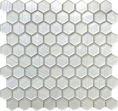 White 12x12 Hexagon Glossy Matte Glass Mosaic Tile (5 pack, 4.83 sq ft/case) - Sample