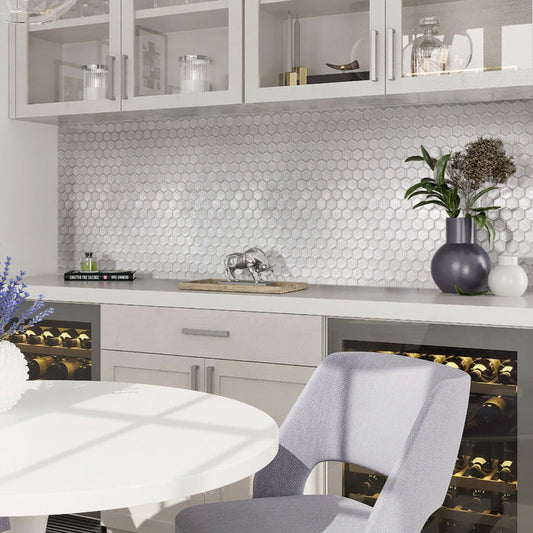White 12x12 Hexagon Glossy Matte Glass Mosaic Tile (5 pack, 4.83 sq ft/case)
