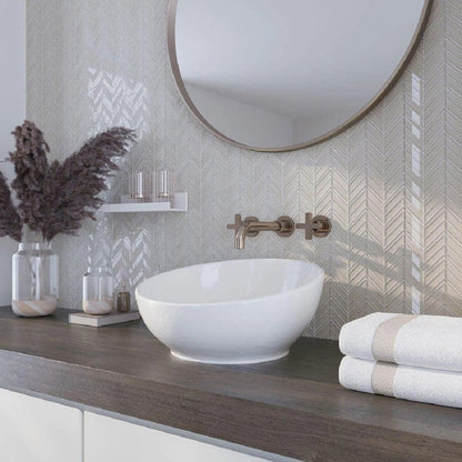 White 10x10 Chevron Glossy Matte Glass Mosaic Tile (5 pack, 3.76 sq ft/case)