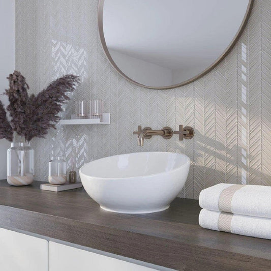 White 10x10 Glossy Matte Chevron Glass Mosaic Tile (5 pack, 3.76 sq ft/case)