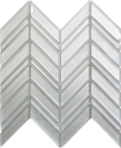 White 10x10 Glossy Matte Chevron Glass Mosaic Tile (5 pack, 3.76 sq ft/case)