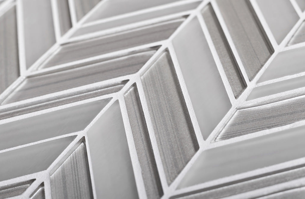 White 10x10 Chevron Glossy Matte Glass Mosaic Tile (5 pack, 3.76 sq ft/case)