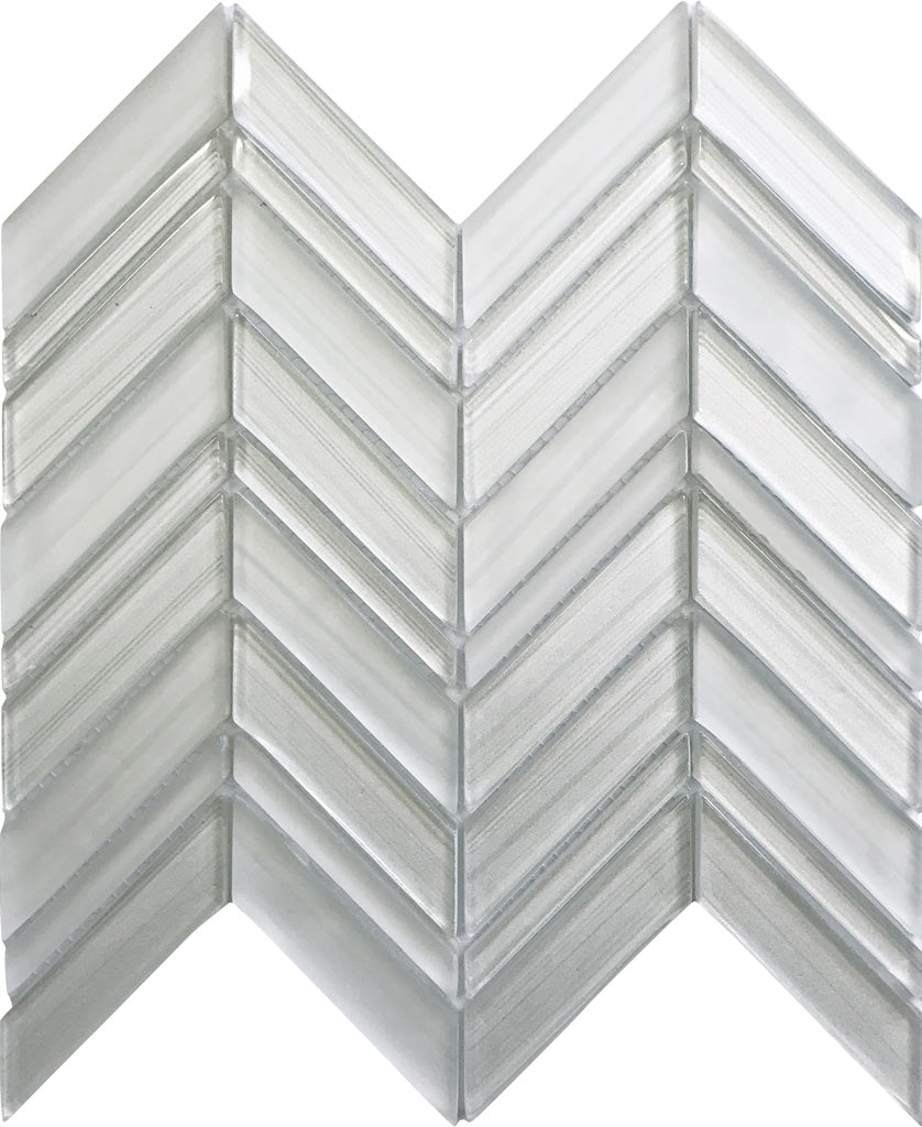 White 10x10 Glossy Matte Herringbone Glass Mosaic Tile (5 pack, 3.76 sq ft/case) - Sample