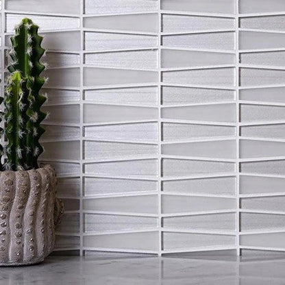 White 12x13 Trapezium Glossy Matte Glass Mosaic Tile (5 pack, 5.38 sq ft/case) - Sample