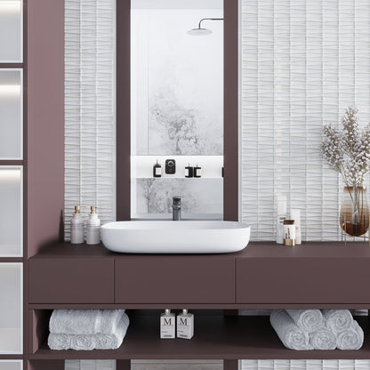 White 12x13 Trapezium Glossy Matte Glass Mosaic Tile (5 pack, 5.38 sq ft/case) - Sample