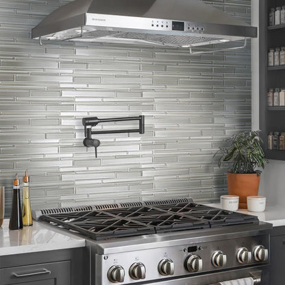 White 12x12 Glossy Matte Sticks Glass Mosaic Tile (5 pack, 5 sq ft/case) - Sample