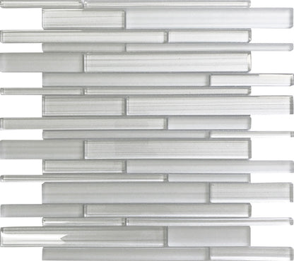 White 12x12 Sticks Glossy Matte Glass Mosaic Tile (5 pack, 5 sq ft/case) - Sample