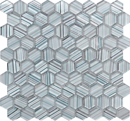 Light Blue 12x12 Glossy Matte Hexagon Glass Mosaic Tile (5 pack, 4.83 sq ft/case)