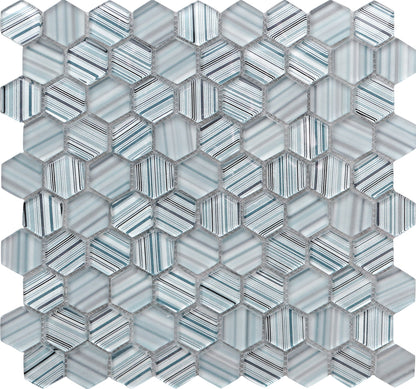 Light Blue 12x12 Glossy Matte Hexagon Glass Mosaic Tile (5 pack, 4.83 sq ft/case) - Sample