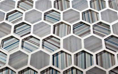 Light Blue 12x12 Glossy Matte Hexagon Glass Mosaic Tile (5 pack, 4.83 sq ft/case) - Sample