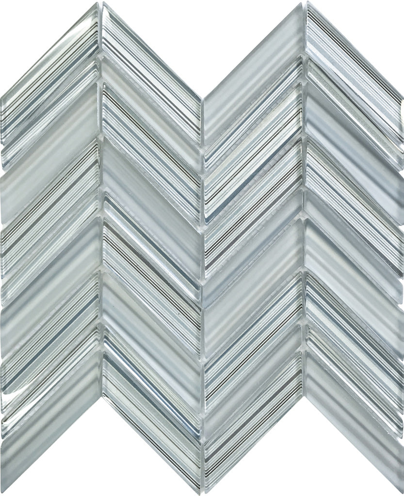 White Blue 10x10 Glossy Matte Chevron Glass Mosaic Tile (5 pack, 3.76 sq ft/case)