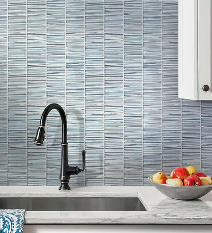 Blue 12x13 Glossy Matte Trapezium Glass Mosaic Tile (5 pack, 5.38 sq ft/case) - Sample