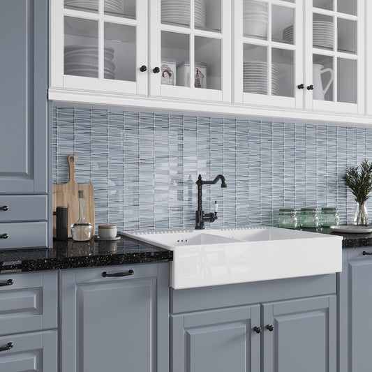 Blue 12x13 Glossy Matte Trapezium Glass Mosaic Tile (5 pack, 5.38 sq ft/case)