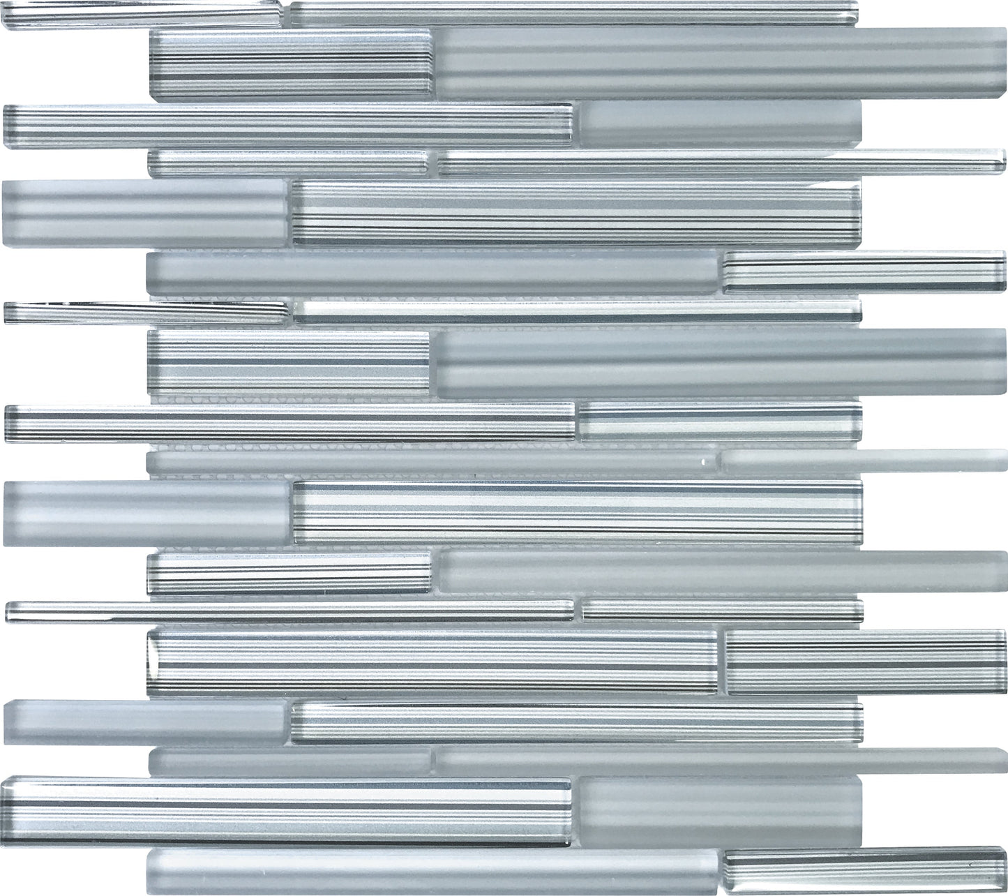 Blue Gray 12x12 Glossy Matte Sticks Glass Mosaic Tile (5 pack, 5 sq ft/case)