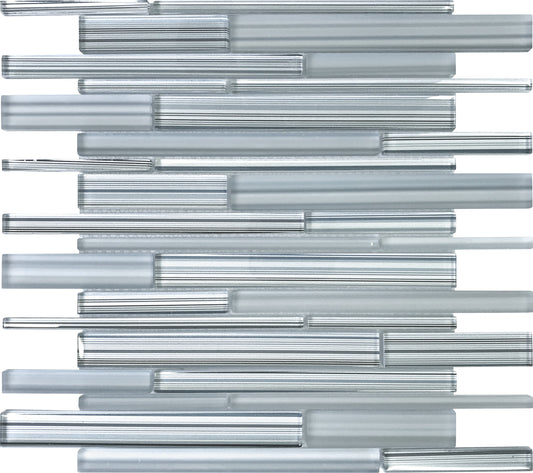 Blue Gray 12x12 Glossy Matte Sticks Glass Mosaic Tile (5 pack, 5 sq ft/case)