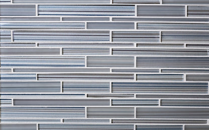 White Blue 12x12 Glossy Matte Sticks Glass Mosaic Tile (5 pack, 5 sq ft/case)