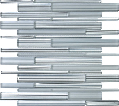Blue Gray 12x12 Glossy Matte Sticks Glass Mosaic Tile (5 pack, 5 sq ft/case) - Sample