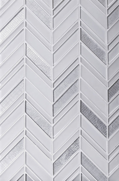 White 10x10 Chevron Glossy Matte Glass Mosaic Tile (5 pack, 3.76 sq ft/case)