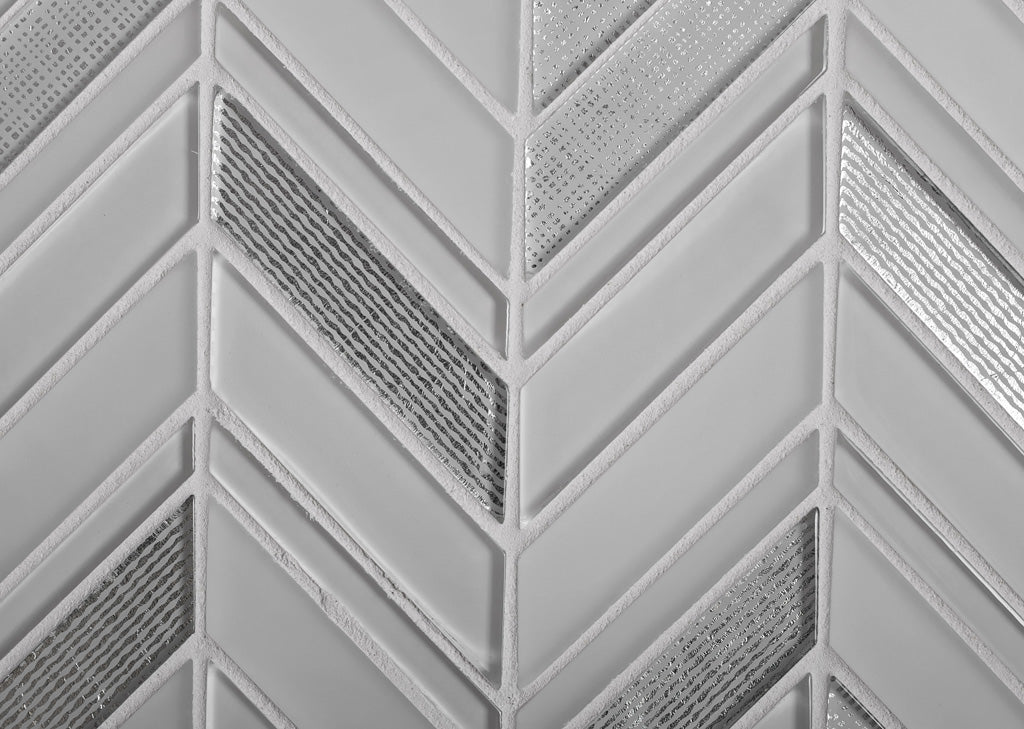 Blue Gray 10x10 Glossy Matte Chevron Glass Mosaic Tile (5 pack, 3.76 sq ft/case)