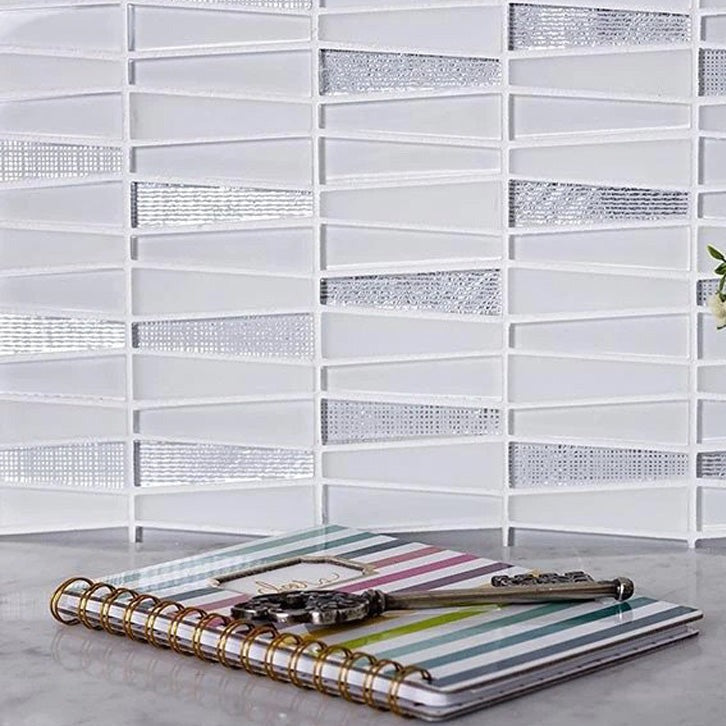 White 12x13 Glossy Matte Trapezium Glass Mosaic Tile (5 pack, 5.38 sq ft/case)