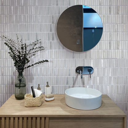 White 12x13 Glossy Matte Trapezium Glass Mosaic Tile (5 pack, 5.38 sq ft/case)