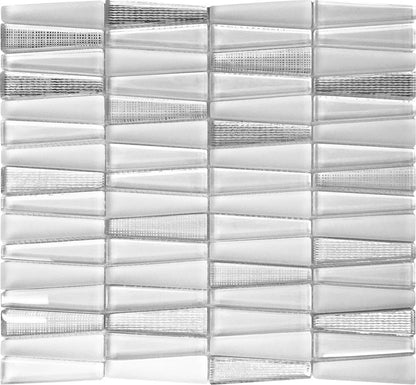 White 12x13 Glossy Matte Trapezium Glass Mosaic Tile (5 pack, 5.38 sq ft/case)