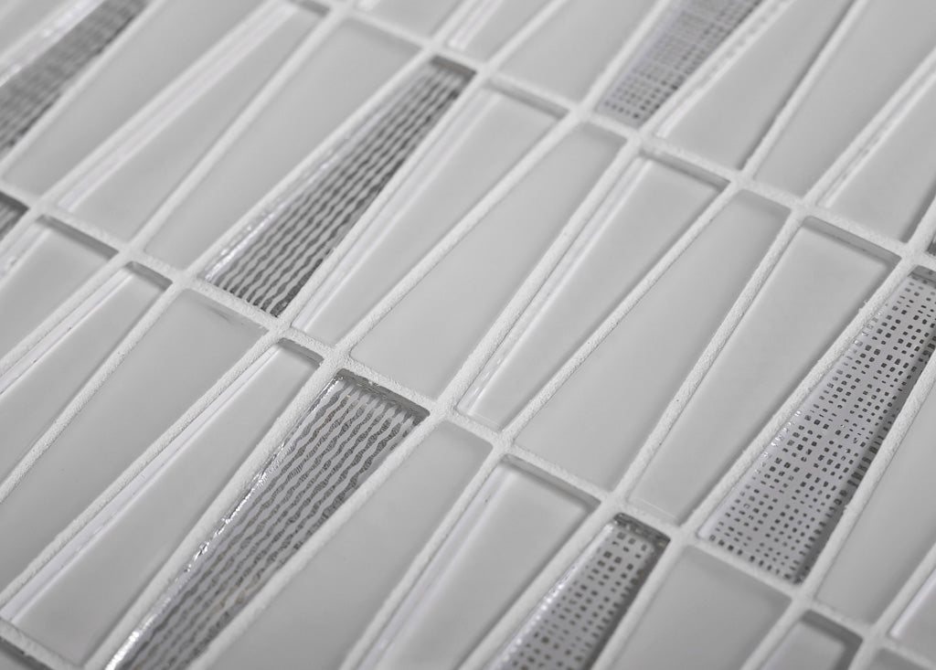 White 12x13 Trapezium Glossy Matte Glass Mosaic Tile (5 pack, 5.38 sq ft/case)