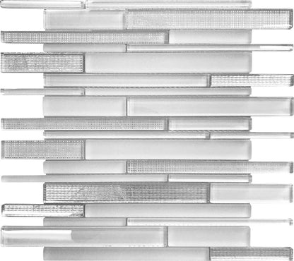 White 12x12 Glossy Matte Sticks Glass Mosaic Tile (5 pack, 5 sq ft/case)