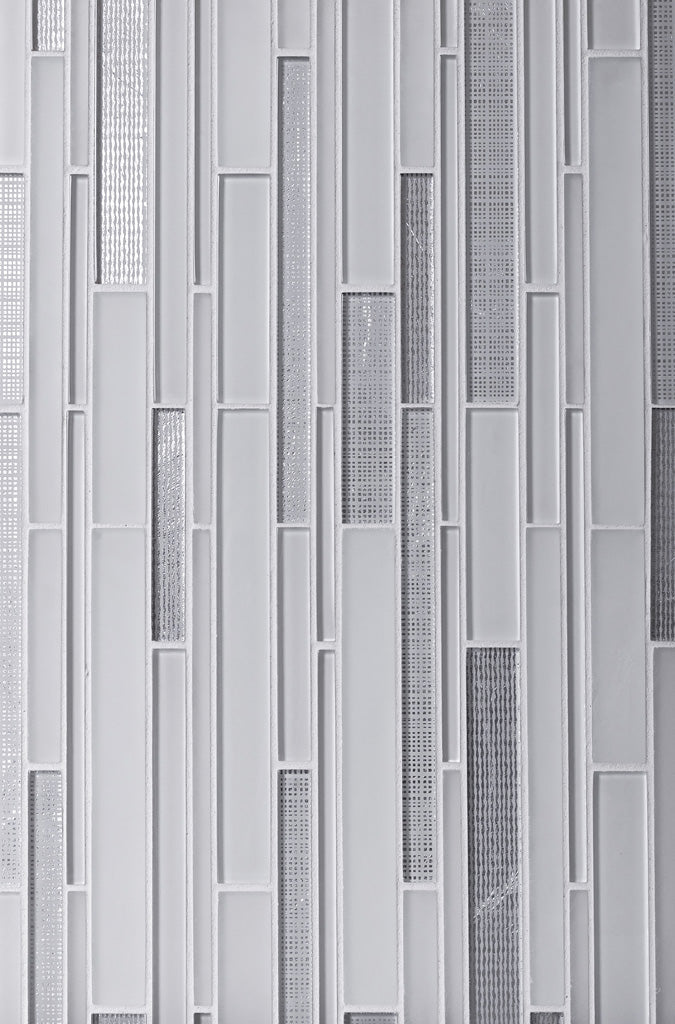 White 12x12 Glossy Matte Sticks Glass Mosaic Tile (5 pack, 5 sq ft/case)