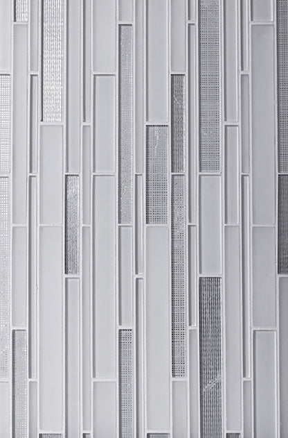 White 12x12 Glossy Matte Sticks Glass Mosaic Tile (5 pack, 5 sq ft/case) - Sample