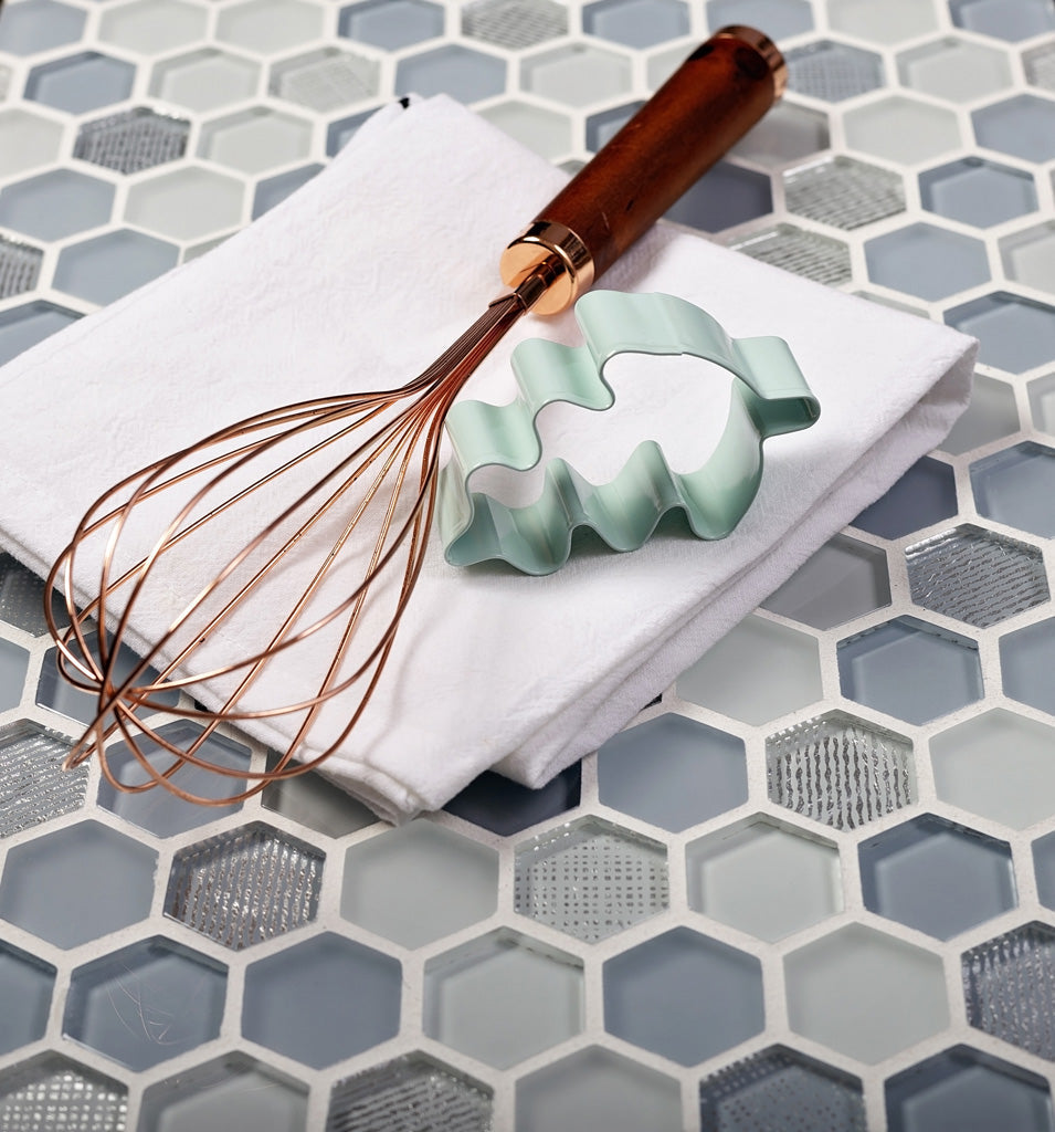 Light Blue 12x12 Glossy Matte Hexagon Glass Mosaic Tile (5 pack, 4.83 sq ft/case)