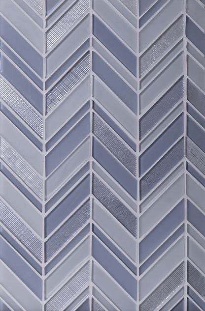 White Blue 10x10 Glossy Matte Chevron Glass Mosaic Tile (5 pack, 3.76 sq ft/case)