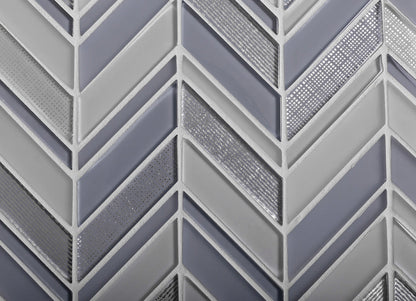 Blue Gray 10x10 Glossy Matte Chevron Glass Mosaic Tile (5 pack, 3.76 sq ft/case)