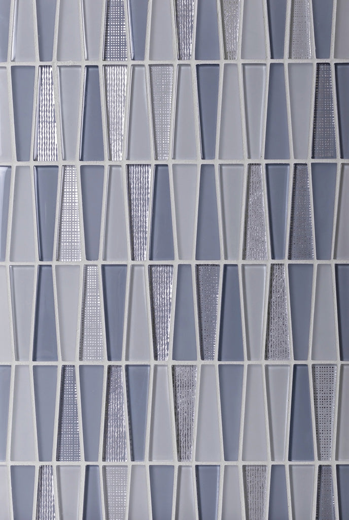 White Blue 12x13 Glossy Matte Trapezium Glass Mosaic Tile (5 pack, 5.38 sq ft/case)