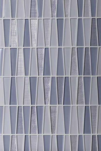 White Blue 12x13 Glossy Matte Trapezium Glass Mosaic Tile (5 pack, 5.38 sq ft/case) - Sample