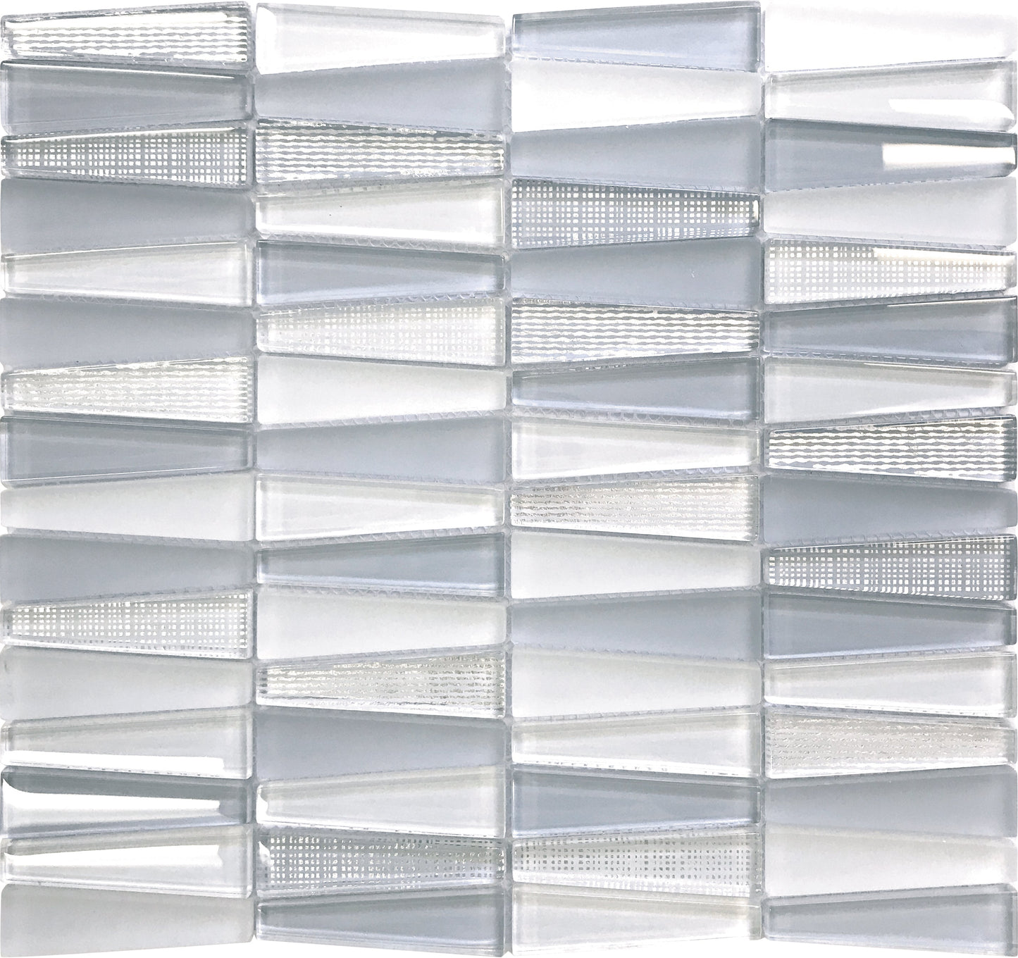 White Blue 12x13 Glossy Matte Trapezium Glass Mosaic Tile (5 pack, 5.38 sq ft/case)