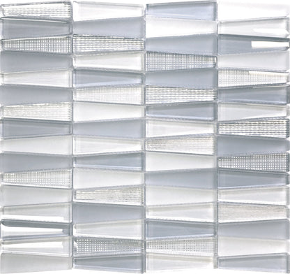 White Blue 12x13 Glossy Matte Trapezium Glass Mosaic Tile (5 pack, 5.38 sq ft/case)