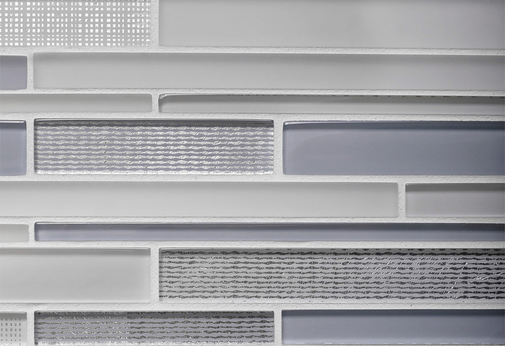 White Blue 12x12 Glossy Matte Sticks Glass Mosaic Tile (5 pack, 5 sq ft/case) - Sample