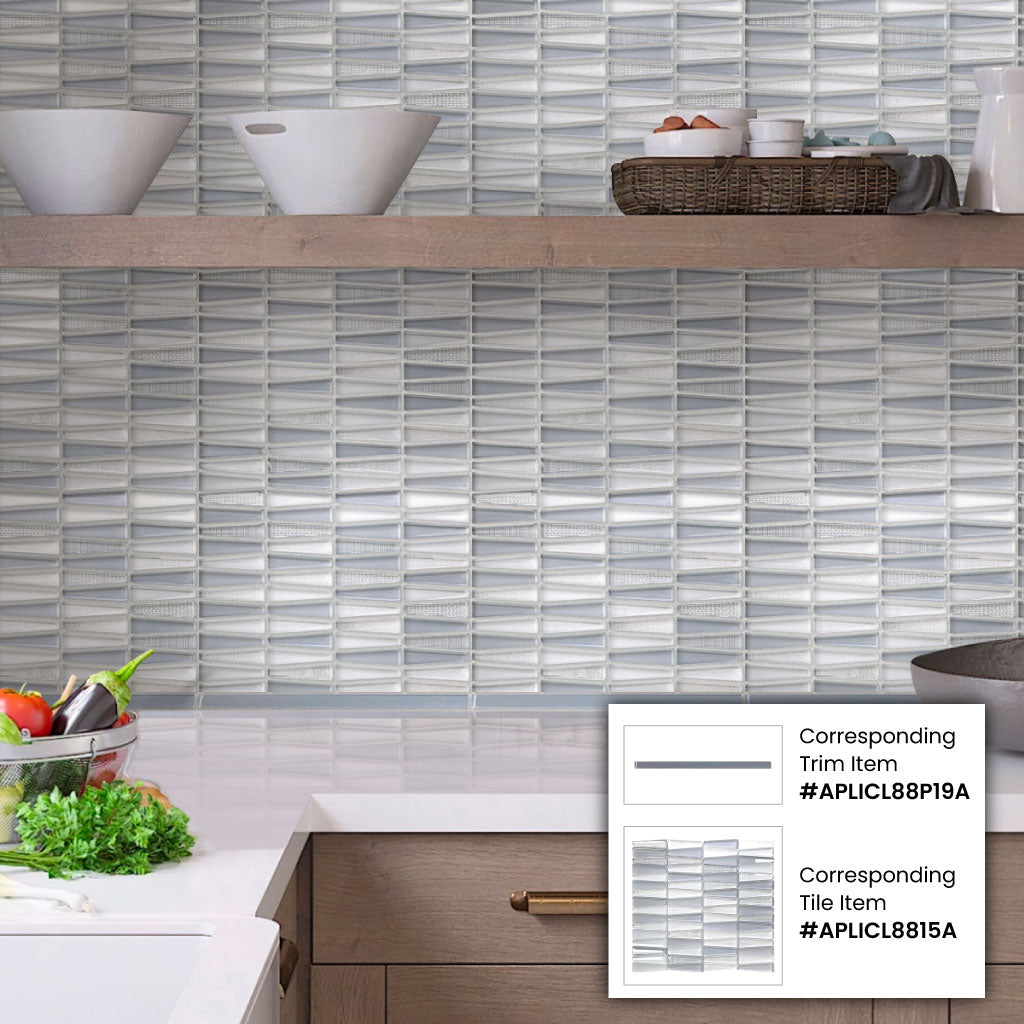 White Blue 12x13 Glossy Matte Trapezium Glass Mosaic Tile (5 pack, 5.38 sq ft/case)