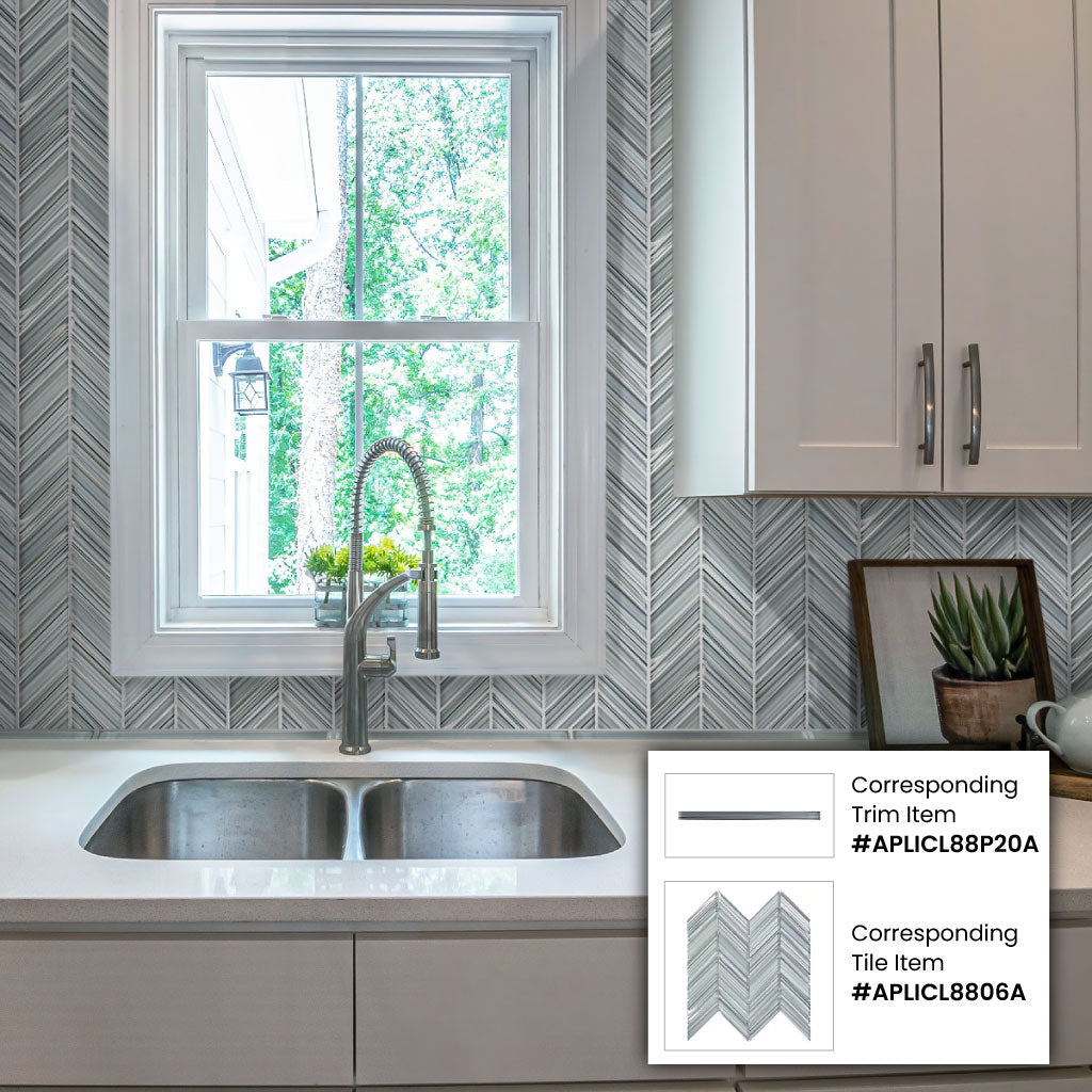 Blue Gray 10x10 Glossy Matte Chevron Glass Mosaic Tile (5 pack, 3.76 sq ft/case)