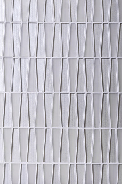 White 12x13 Glossy Matte Trapezium Glass Mosaic Tile (5 pack, 5.38 sq ft/case)