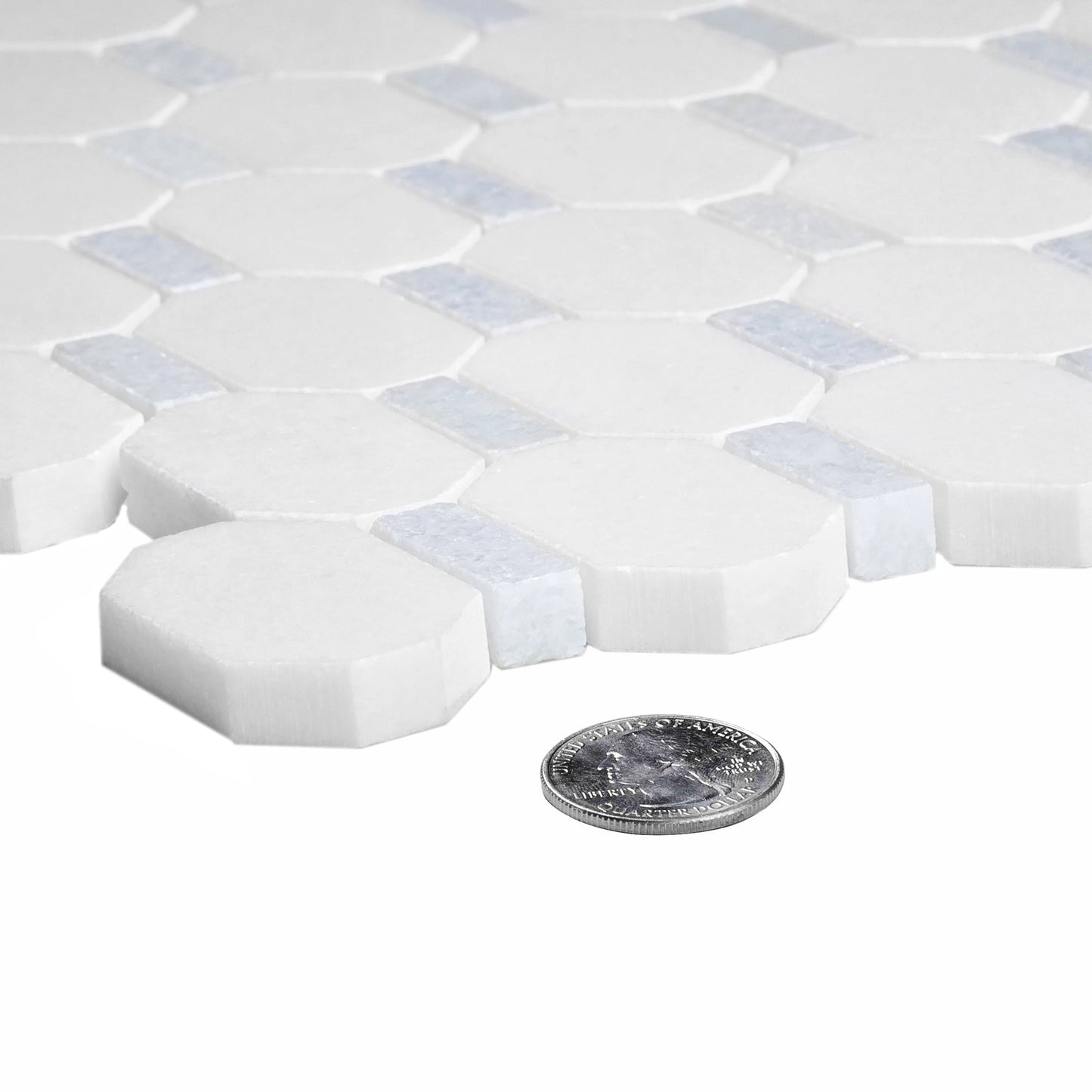 5-Pack White, Blue 11-in x 11-in Polished Natural Stone Floor and Wall Tile