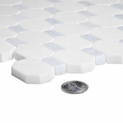 5-Pack White, Blue 11-in x 11-in Polished Natural Stone Floor and Wall Tile