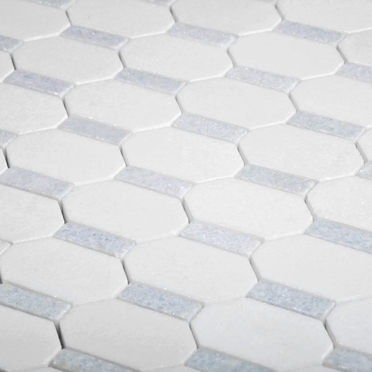 5-Pack White, Blue 11-in x 11-in Polished Natural Stone Floor and Wall Tile